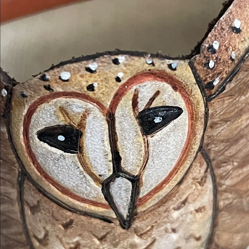 Vintage, rare Handcrafted leather Owl hair piece